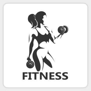 Fitness Monochrome logo. Girl with Dumbbells Sticker